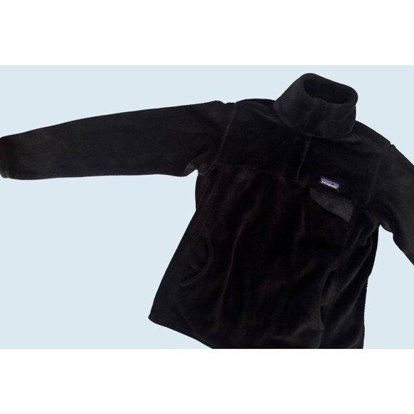 PATAGONIA Black 1/4 Snap Button Fleece Pullover Size Medium - Picture 4 of 7